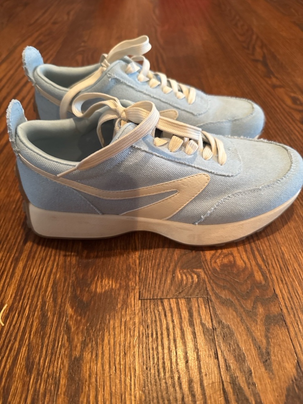 Light Blue Canvas Women's Sneakers with White Accents